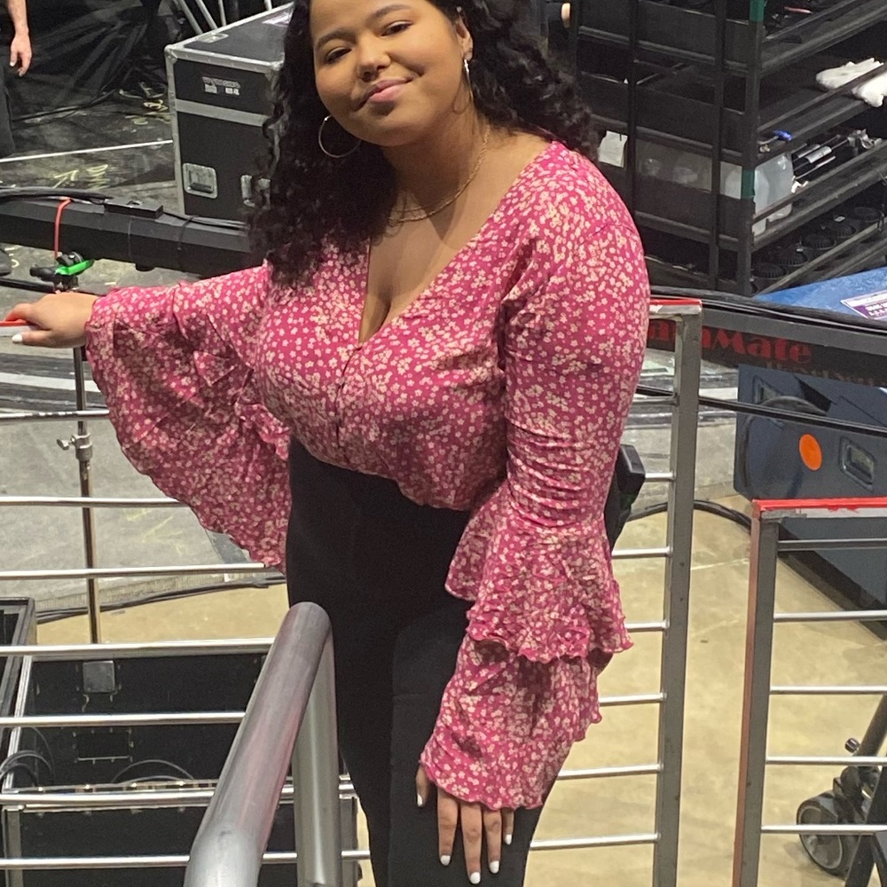 Free People Pink Floral bodysuit